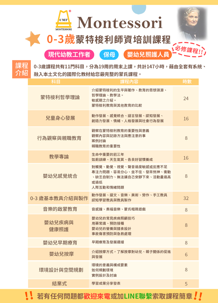 0-3歲蒙特梭利師資培訓班招生課程 0-3歲蒙特梭利師資培訓班招生課程